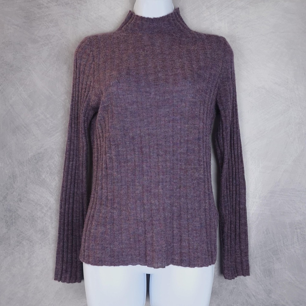 Madewell Sweater Womens Medium Purple Alpaca Mock Neck Ribbed Knit Pullover